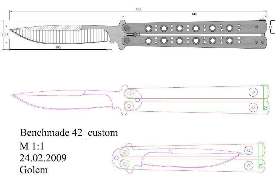 Шаблон ножа бабочки 