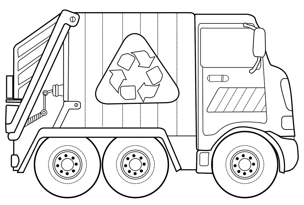 Раскраски Мусоровоз распечатать бесплатно в формате А4 