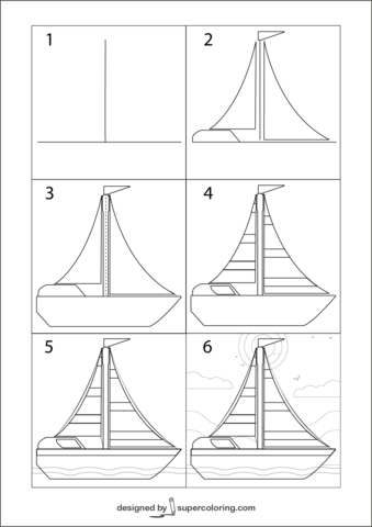 Как нарисовать парусник. Хороший для