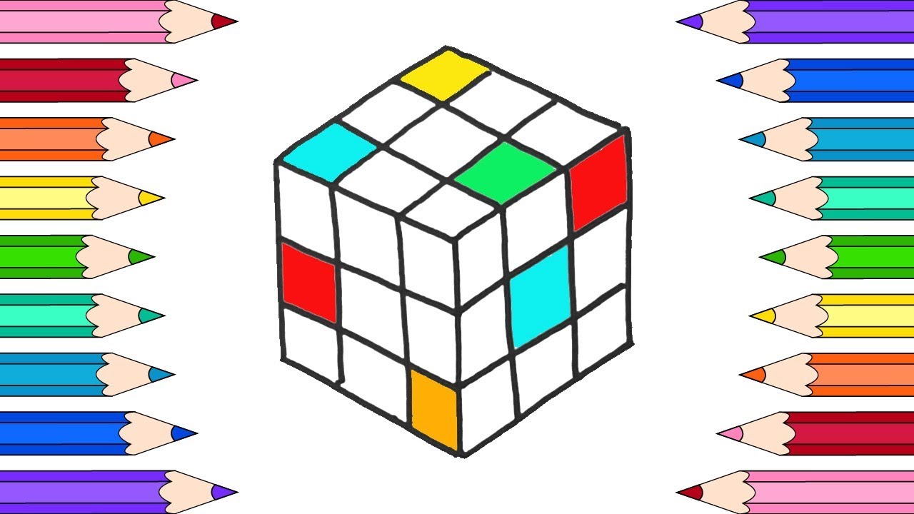 How to Draw a Rubik's Cube🌼Coloring For Kids a Rubik's Cube