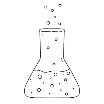 рисунок лабораторная стеклянная колба каракули PNG , рисунок