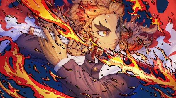 Kimetsu No Yaiba Kyojuro Rengoku Hd Wallpaper | WallpapersOK