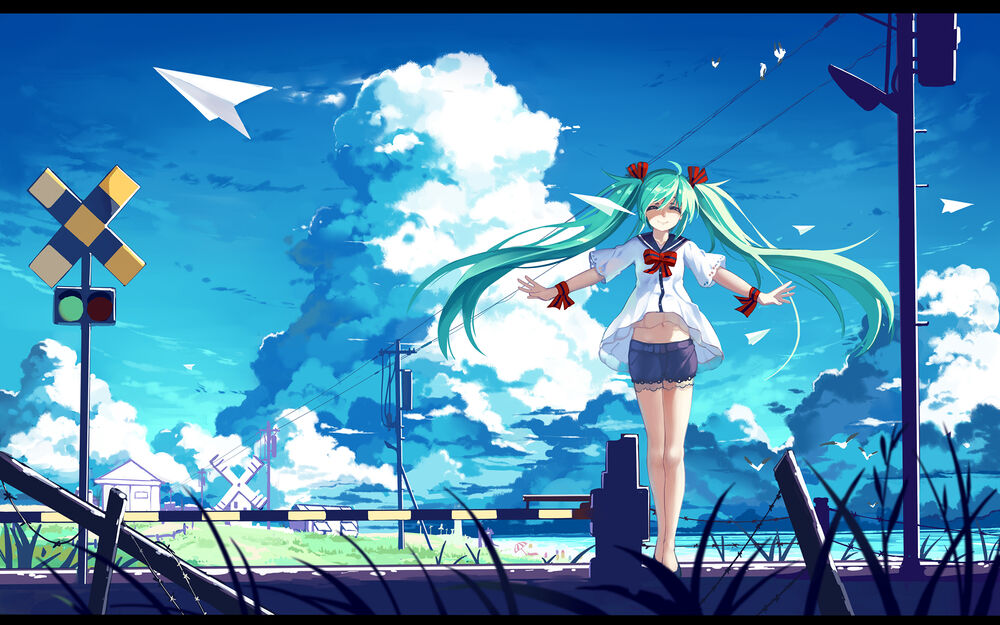 Обои на рабочий стол Vocaloid Miku Hatsune / вокалоид Мику