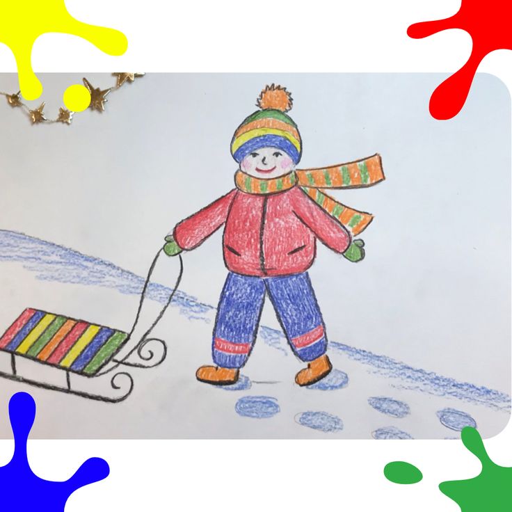 How to draw a sled. Cartoon coloring book for kids. Learn to