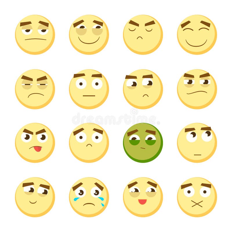 Emoji изолировало на белой предпосылке, стороне смайлика