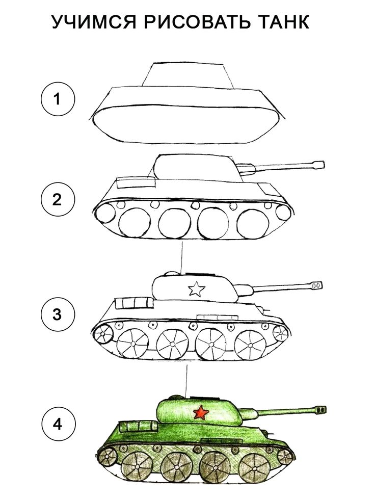 Детский рисунок самолета и танка. Стоковая иллюстрация