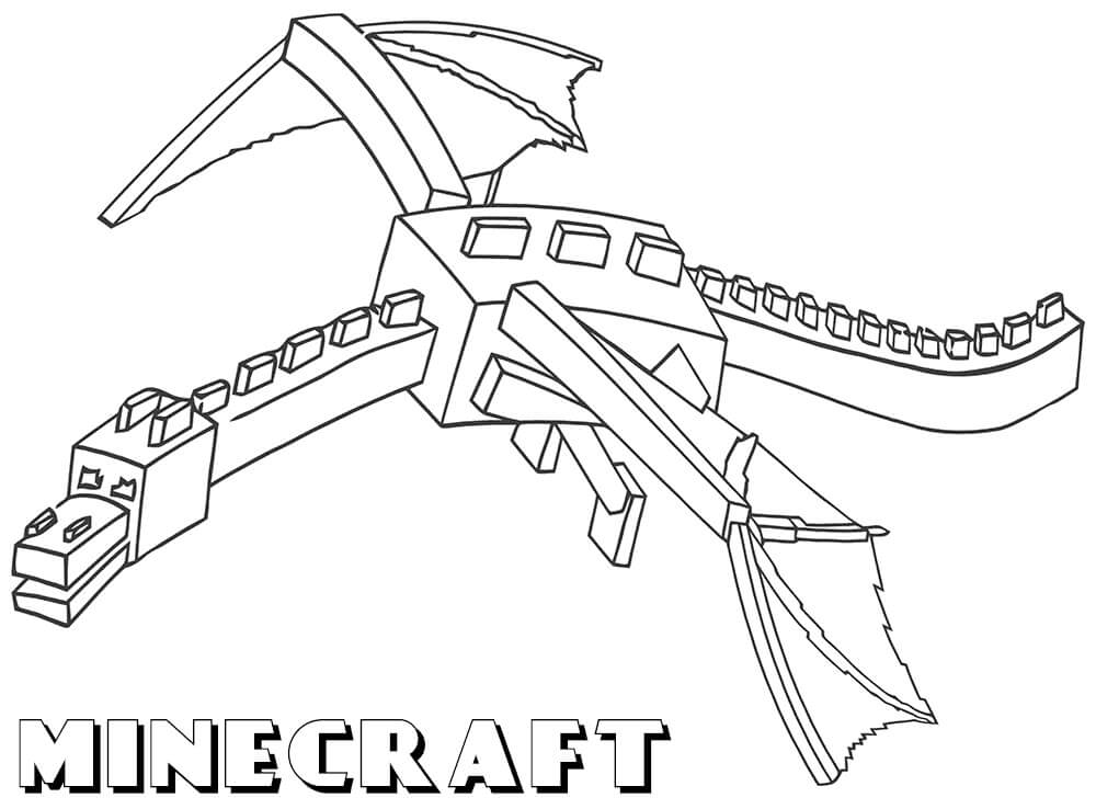 Раскраска майнкрафт эндер дракон