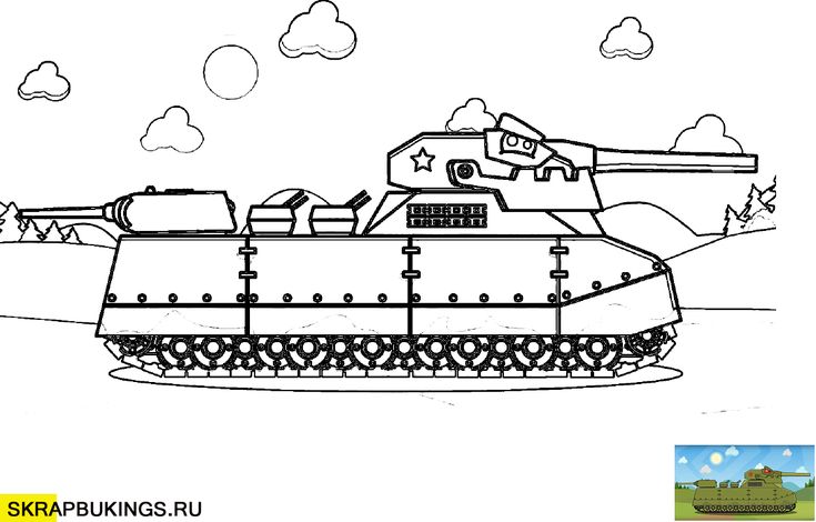 Раскраски Раскраска Танк со звездой танки, Раскраски скачать