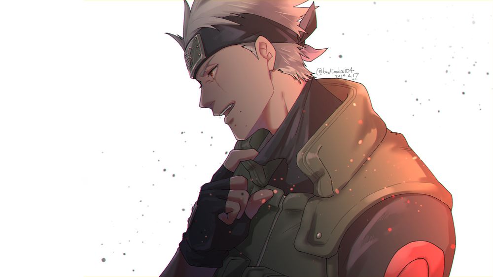 Обои на рабочий стол Какаши Хатакэ / Kakashi Hatake на темном