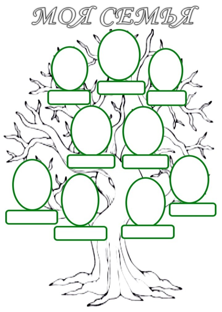Шаблон рисунок генеалогическое древо семьи для детей 