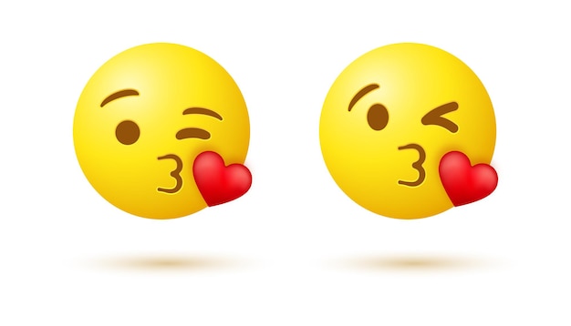 Emoji поцелуй Векторный набор Emoji девушка лицо с поцелуями