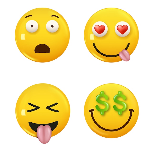 Emoji Плоские цветные смайлики в разных стилях Векторные