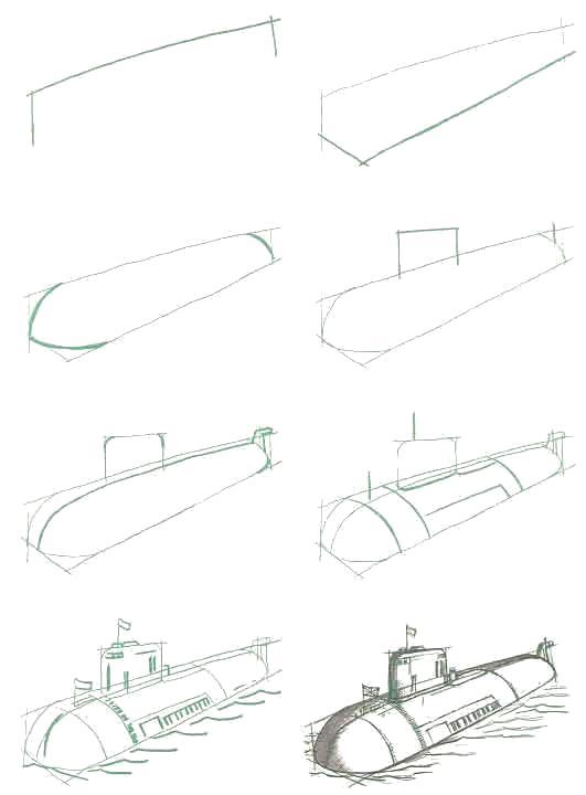 Рисунки подводной лодки для детей