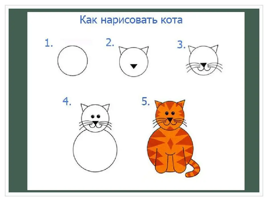 Рисунок кошки поэтапно для начинающих