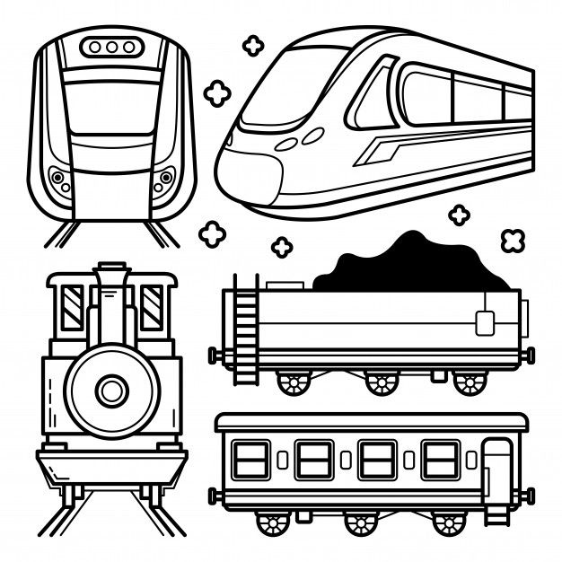 Premium Vector | Collection of train doodle