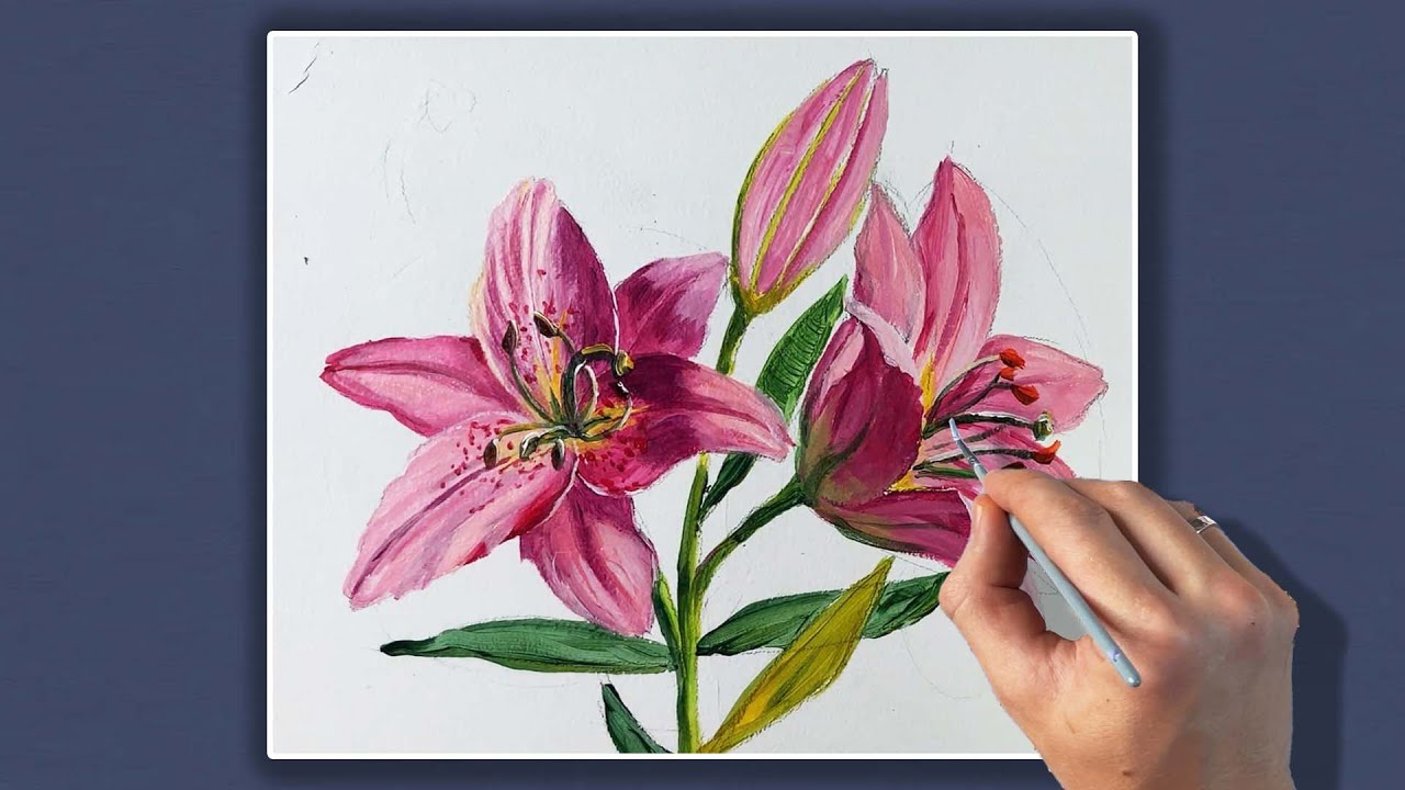 Награда Lilium Flower Pattern, Ручная роспись лилии, акварель