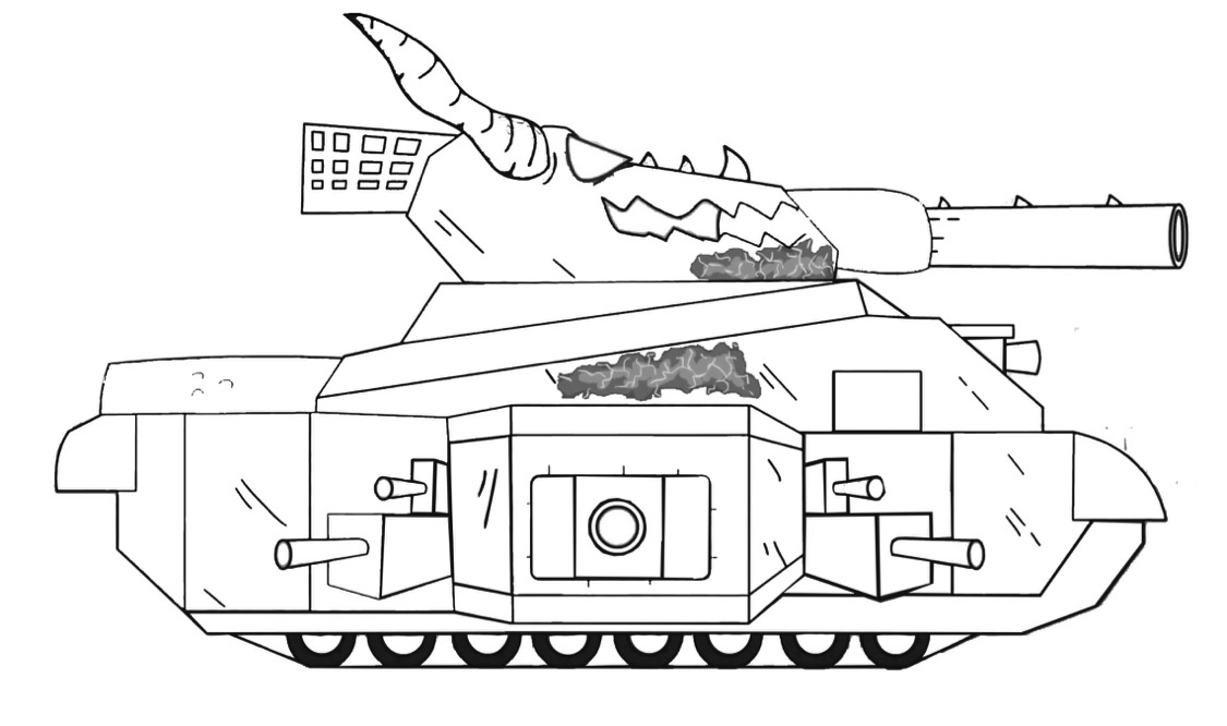 Раскраска Южнокорейский танк К2 Чёрная