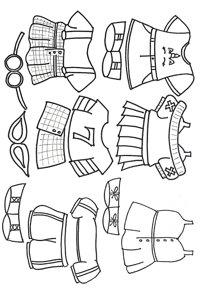 Одежда для бумажной уточки лалафанфан | Распечатать Раскраска