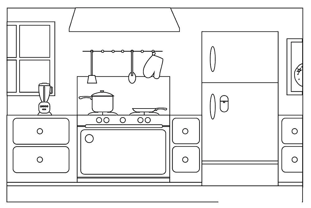 Раскраски Раскраска Кухня кухня