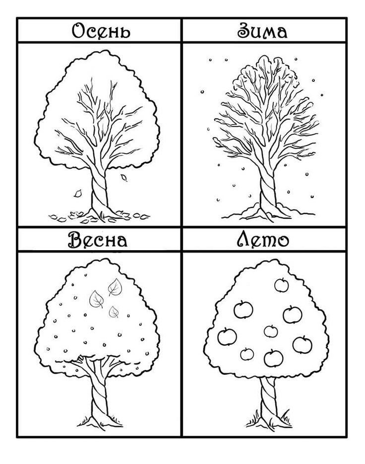 Рисунок раскраска дерево осенью 