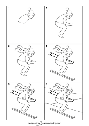 Рисунок лыжника легкий