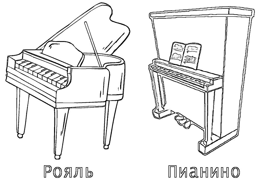 Раскраска Пианино