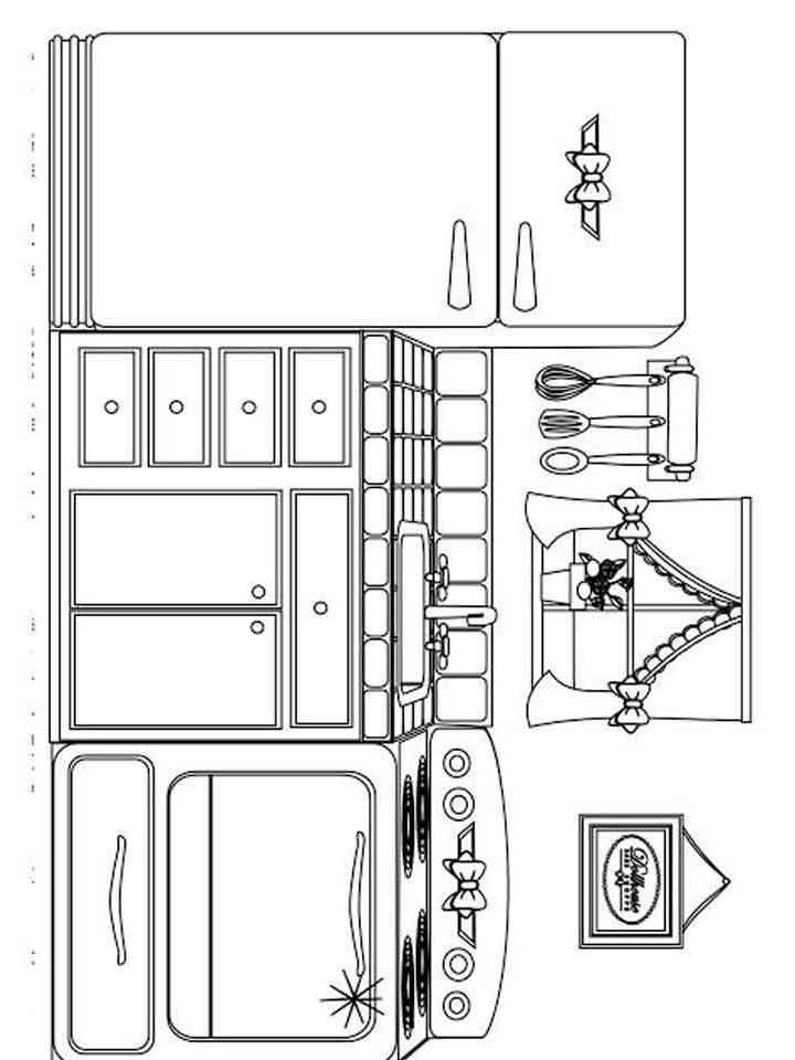 Раскраска Кухня для кукол ЛОЛ