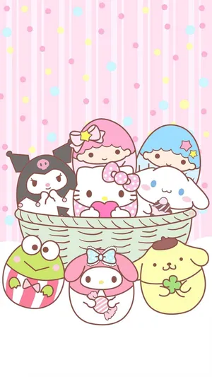 Kuromi And Friends Under The Rainbow Wallpaper | WallpapersOK