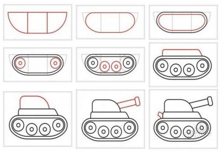Рисунок танка поэтапно карандашом простой 