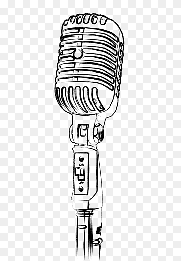 MICROPHONE, простой линейный рисунок на белом фоне, микрофон