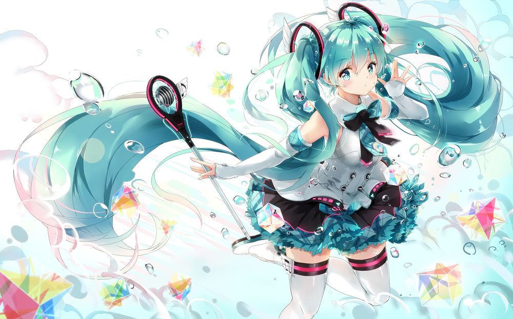 Картинка на рабочий стол hatsune miku, лежит, девушка