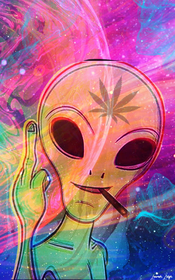 Alien Smoking Weed Popart Wallpaper | WallpapersOK