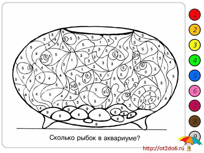 Раскраска по цифрам для детей 5 лет