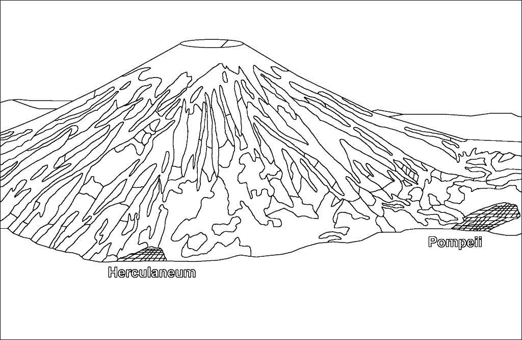Раскраски Вулкан, Раскраска Природа и вулкан Вулкан.