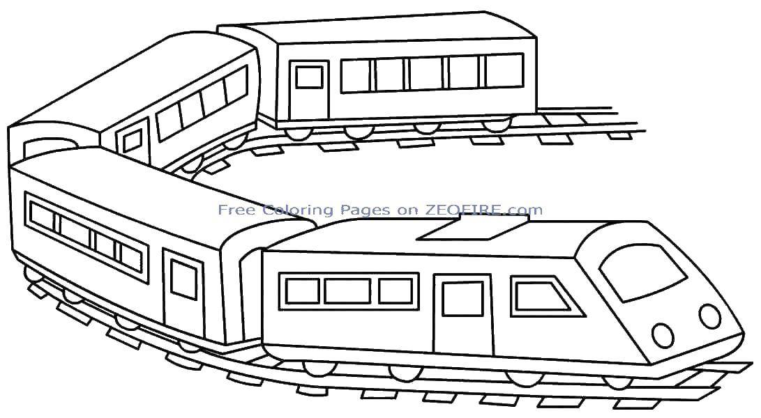 Раскраски Раскраска Поезд с вагонами поезд, Раскраски для