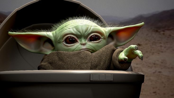 Baby yoda in a car