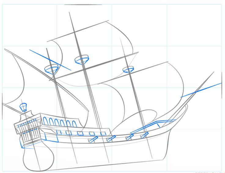 Как нарисовать корабль карандашом