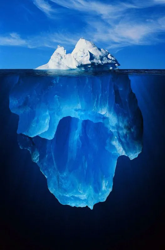 Iceberg infographic. Presentation slide template. Chart with