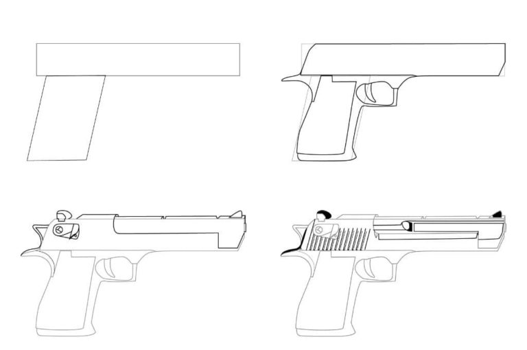 Рисунки для срисовки оружие. Скачать и распечатать