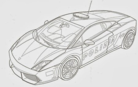 Раскраска Полицейский автомобиль Lamborghini | Раскраски