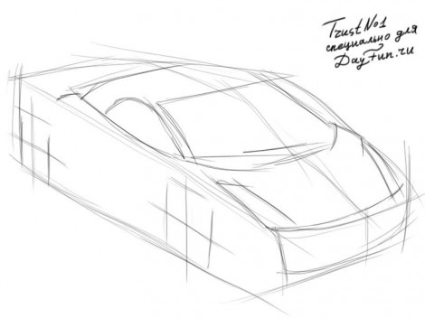 Видео как нарисовать машину, how to draw a Lamborghini car