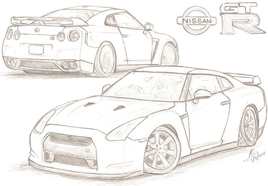 Nissan Gtr Coupe Sport Car Vector: стоковая векторная графика