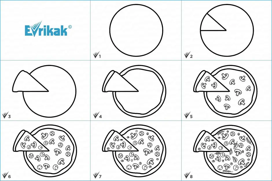 Рисунок пиццы для срисовки легко