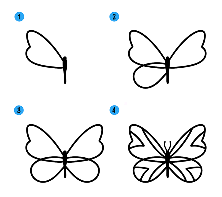 Как нарисовать бабочку поэтапно » рисуем бабочек легко и