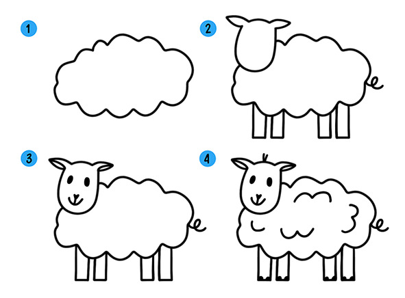 Овечка. Как нарисовать овечку при помощи монетки. Мультик