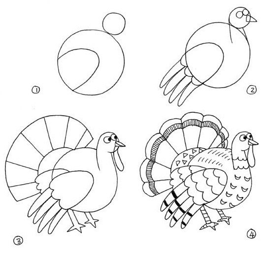 Как нарисовать индюка \\ Простой рисунок для детей \\ Урок