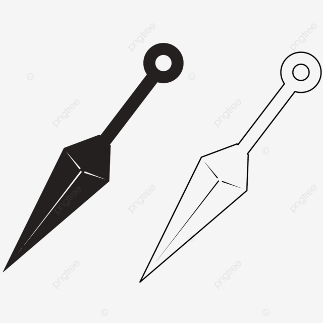 Ninjato and Kunai Isolated Coloring Page for Kids: Graphic