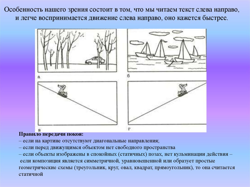 Эффект динамики тёплых и холодных цветов. Разложение