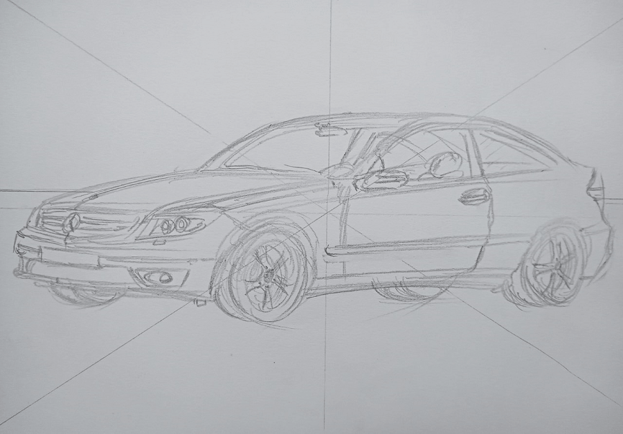 How to draw Mercedes Benz W140