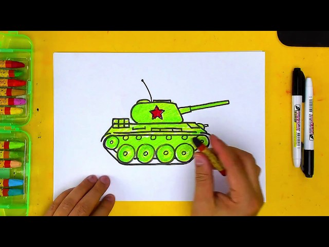 How to draw a tank step by step